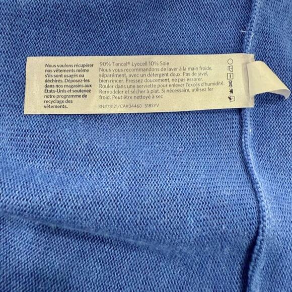 Eileen Fisher Tunic Sweater Short Dolman Sleeve Silk Coastal Relaxed Fit Blue XL - Picture 6 of 6